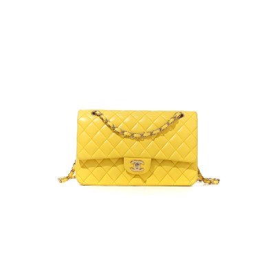 CHANEL YELLOW CLASSIC FLAP MEDIUM A01112 (25.5*15.5*6.5cm)